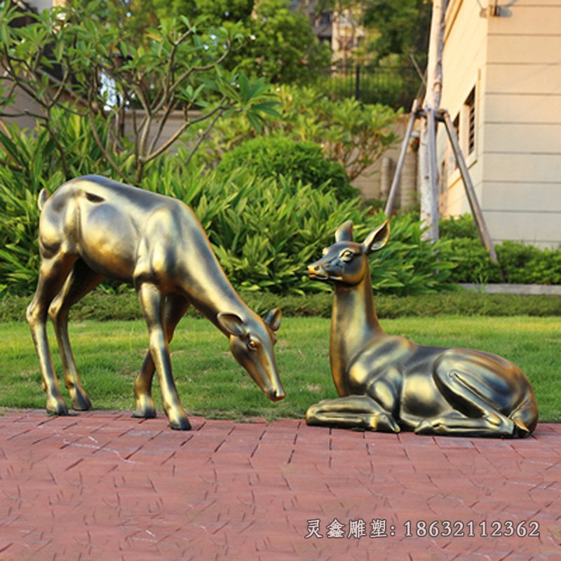 鹿动物铜雕 (10)