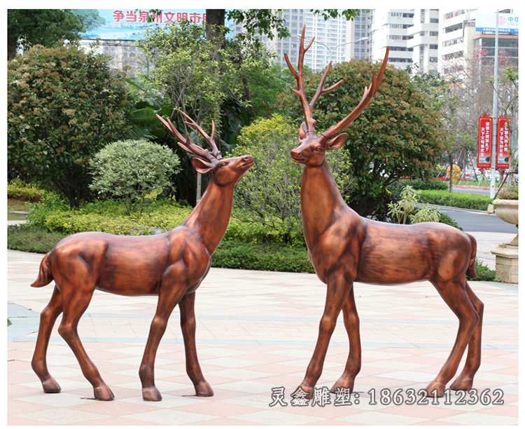 鹿动物铜雕 (12)