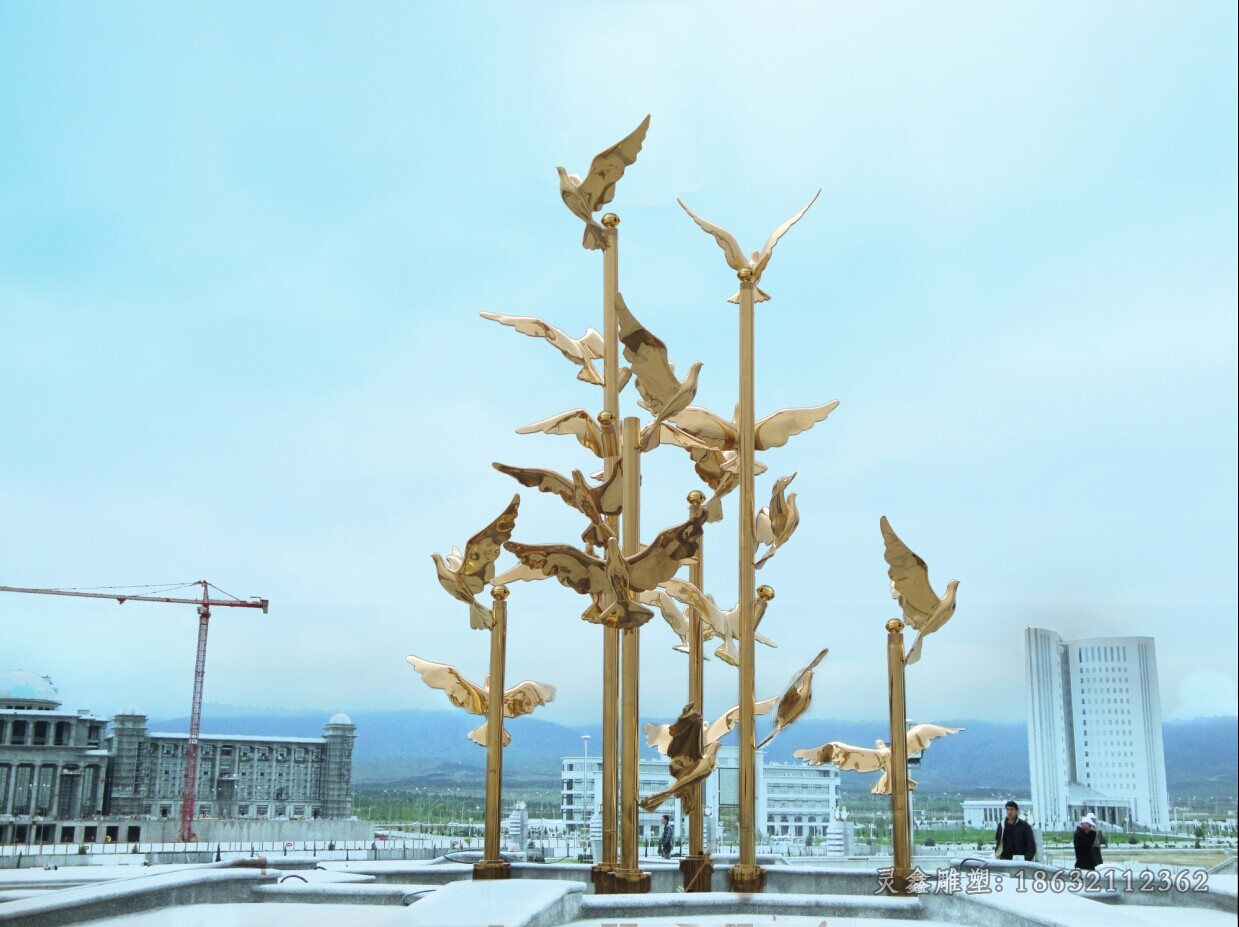 不锈钢飞翔鸽子广场雕塑