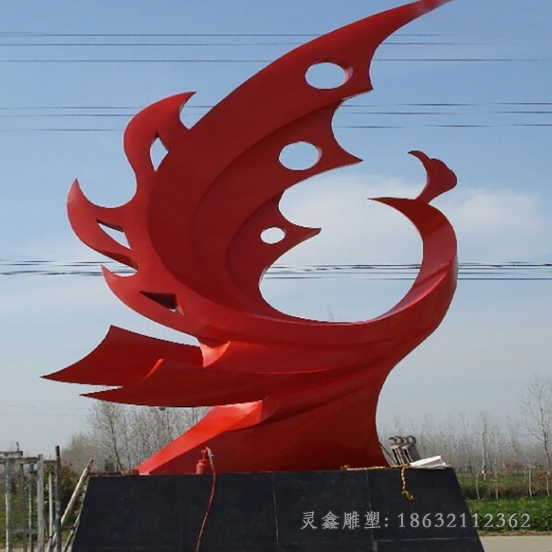 彩绘凤凰景区不锈钢雕塑