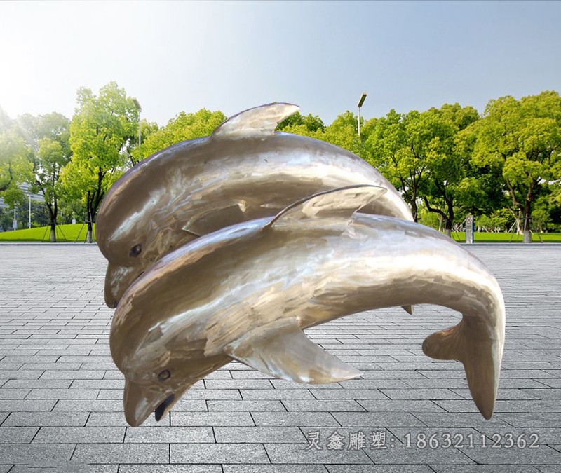 不锈钢海豚公园动物雕塑