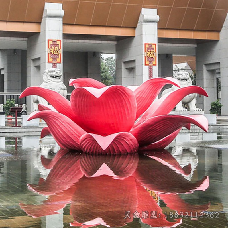 不锈钢荷花庭院景观雕塑