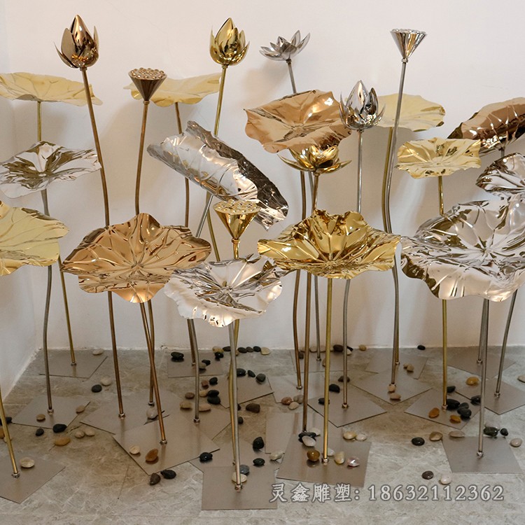 不锈钢荷花小区景观雕塑