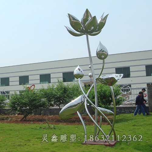 不锈钢荷花园林景观雕塑