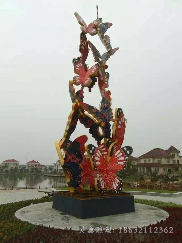 不锈钢蝴蝶广场彩绘雕塑