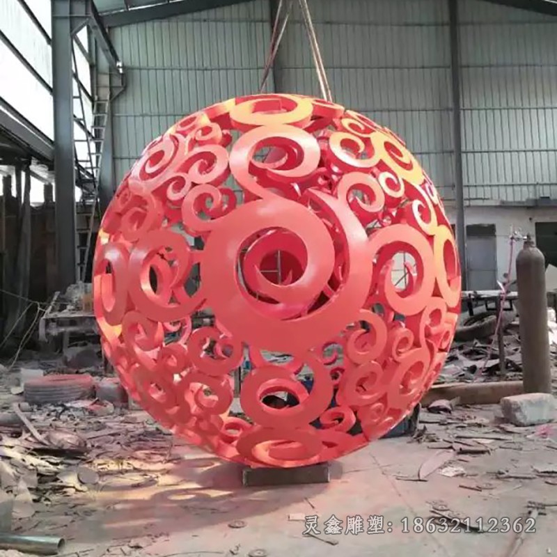 彩绘镂空球不锈钢公园雕塑