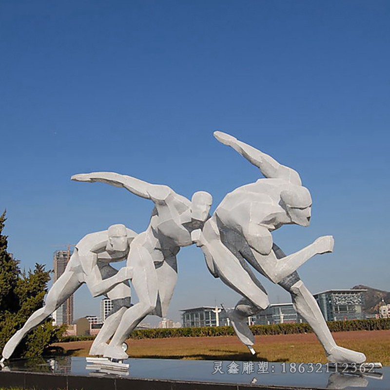 不锈钢滑冰运动校园雕塑