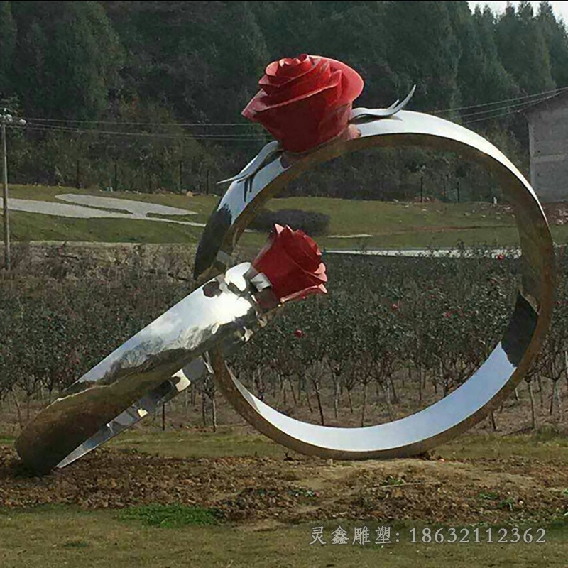 不锈钢戒指公园景观雕塑