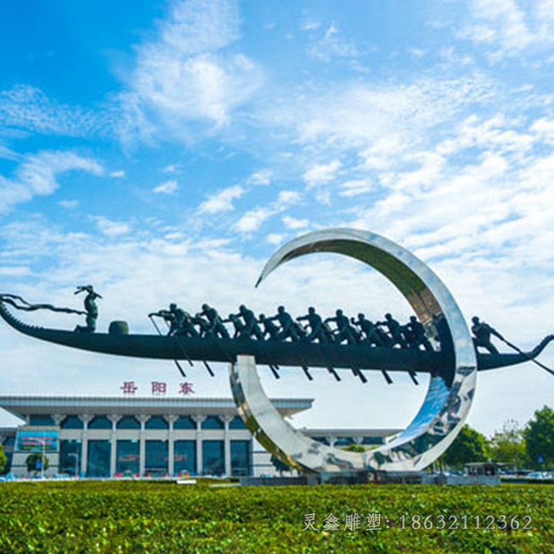 不锈钢船企业景观雕塑