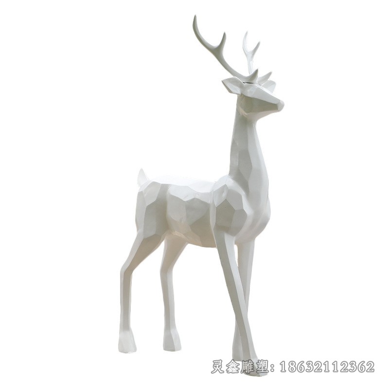 不锈钢几何鹿校园雕塑