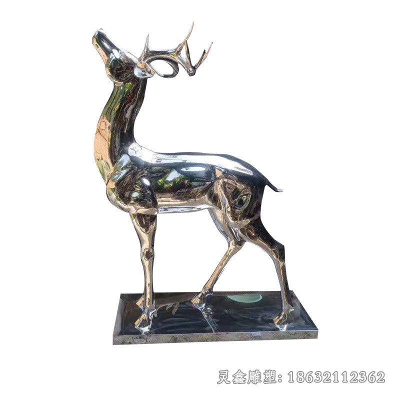 不锈钢几何鹿校园雕塑