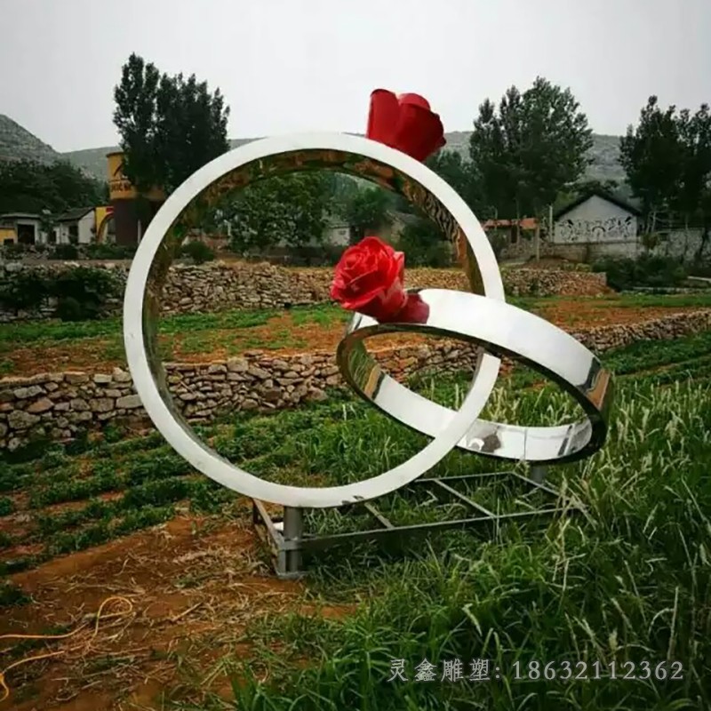 不锈钢戒指校园景观雕塑