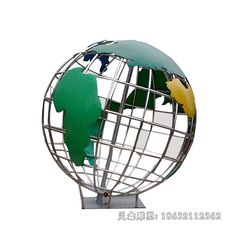 不锈钢镂空地球仪城市雕塑
