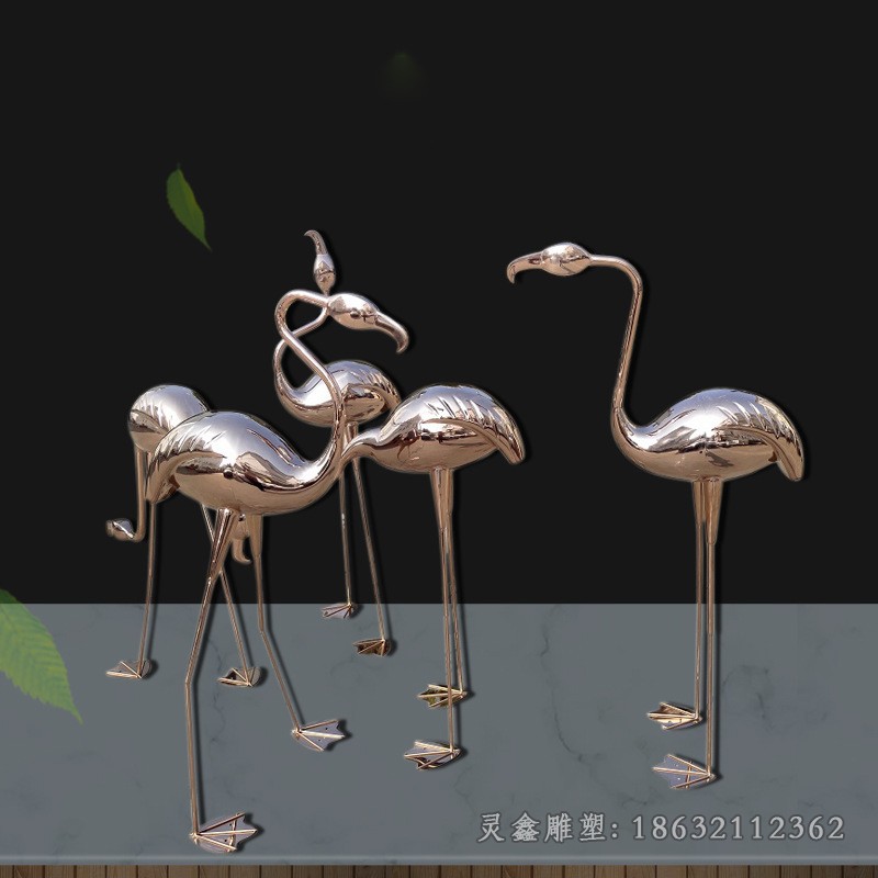不锈钢镜面火烈鸟城市雕塑