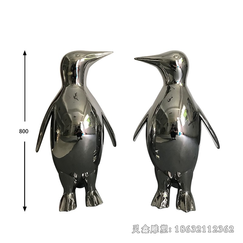 不锈钢镜面企鹅公园雕塑