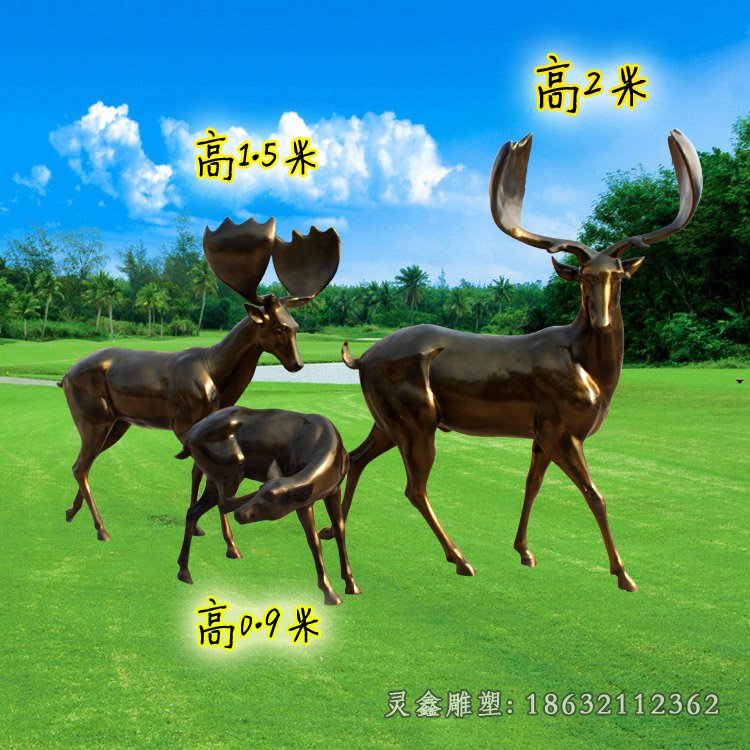 鹿动物铜雕 (40)