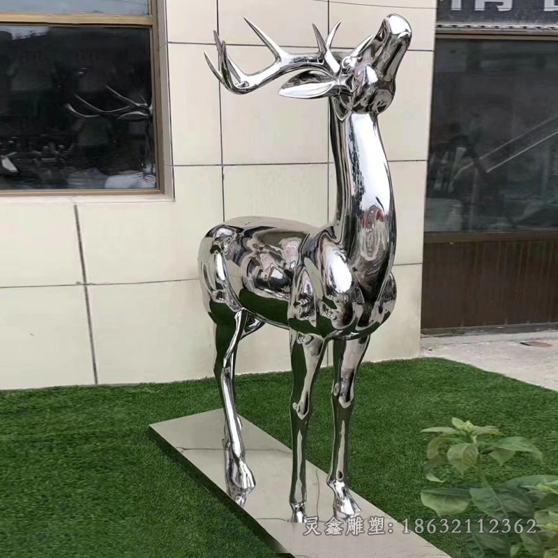 不锈钢镜面小鹿公园雕塑