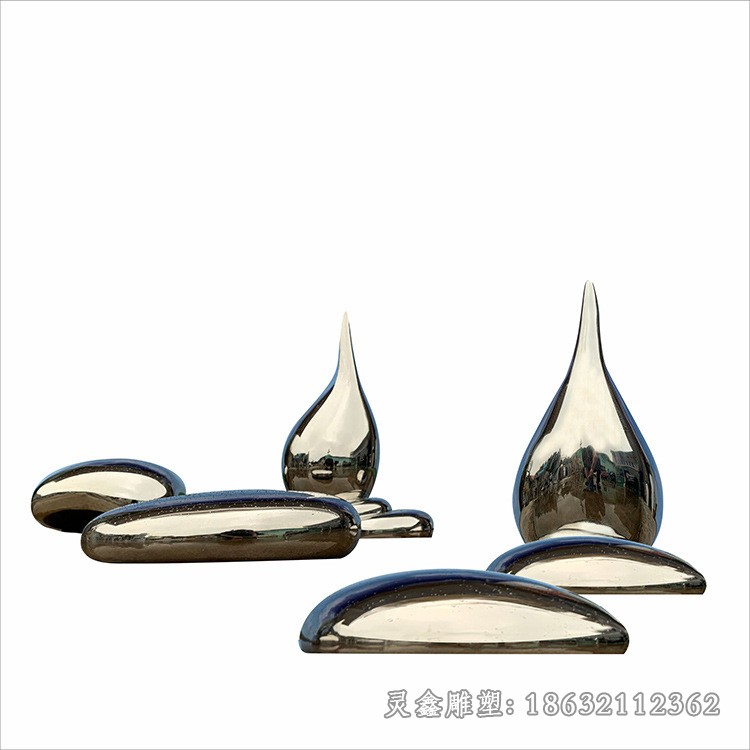 不锈钢镜面石头广场景观雕塑