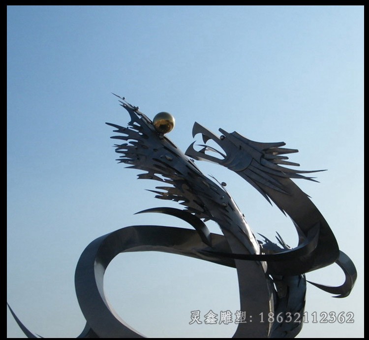 不锈钢镜面龙公园景观雕塑