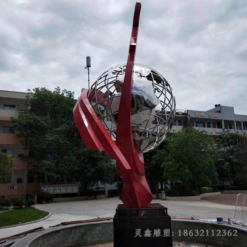 不锈钢空缕球小区景观雕塑
