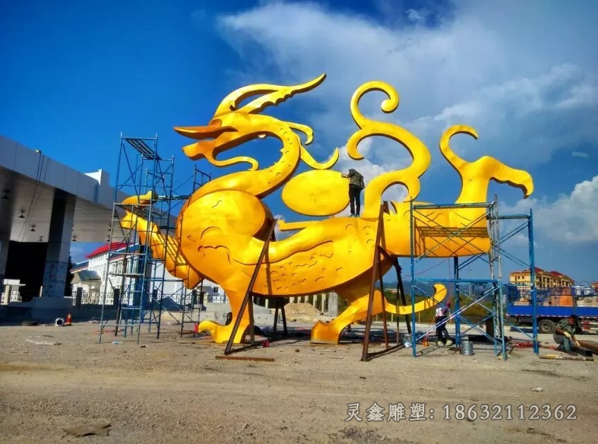不锈钢抽象飞龙广场雕塑