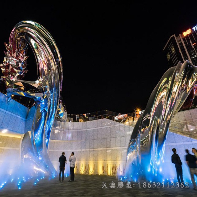 不锈钢镜面抽象龙广场雕塑