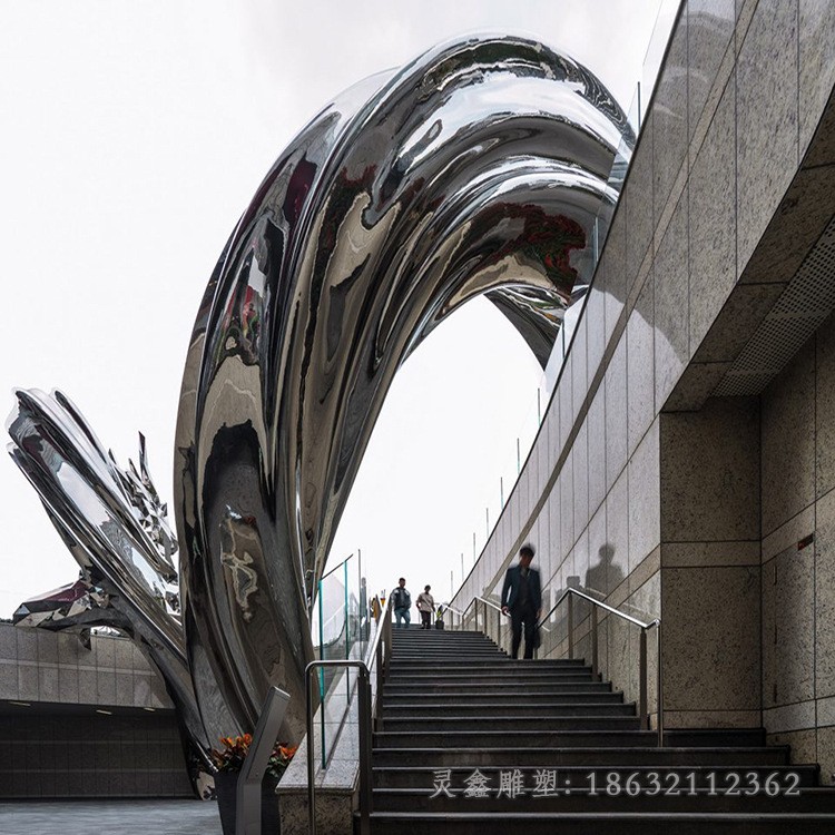 不锈钢镜面抽象龙广场雕塑