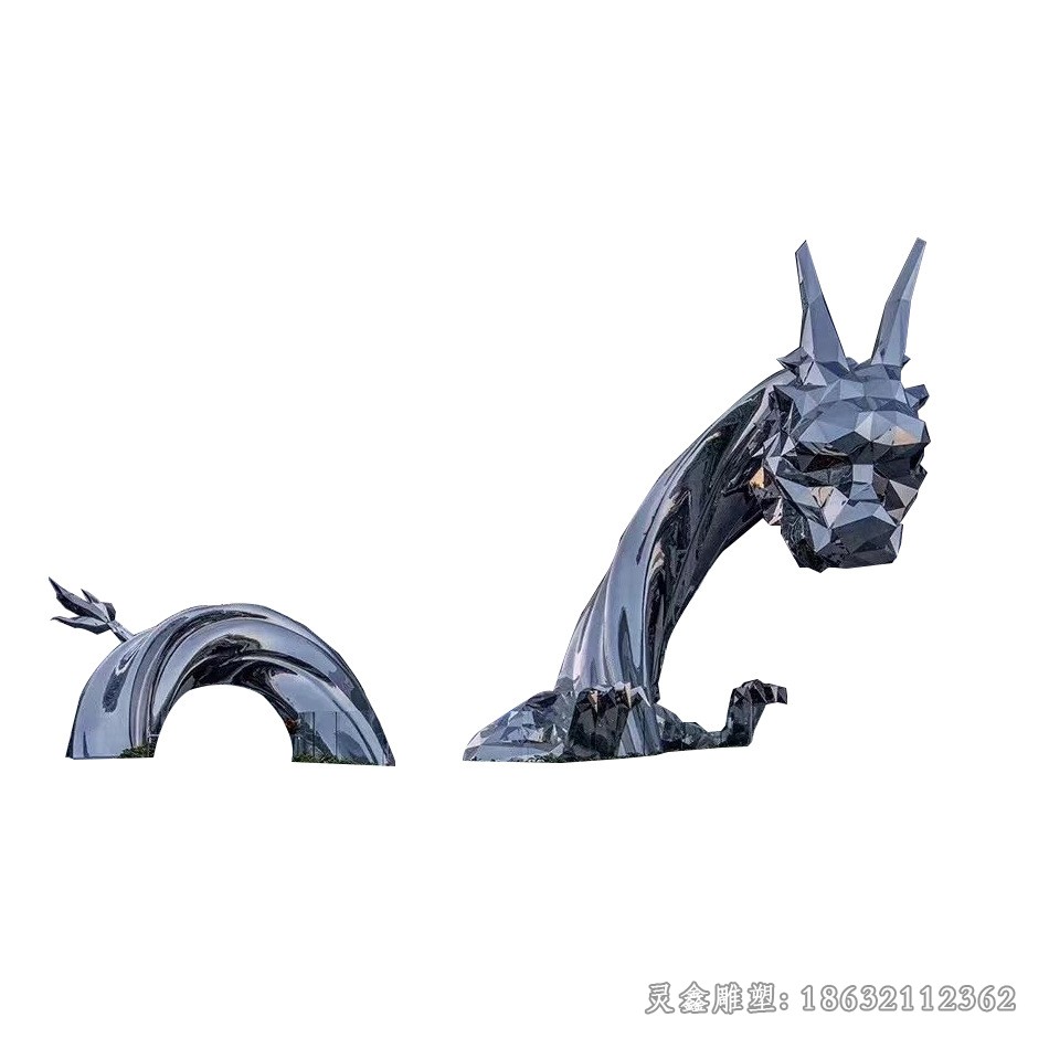 不锈钢抽象龙广场景观雕塑