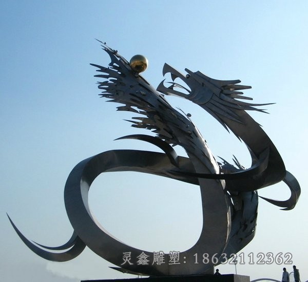 不锈钢龙抽象广场景观雕塑