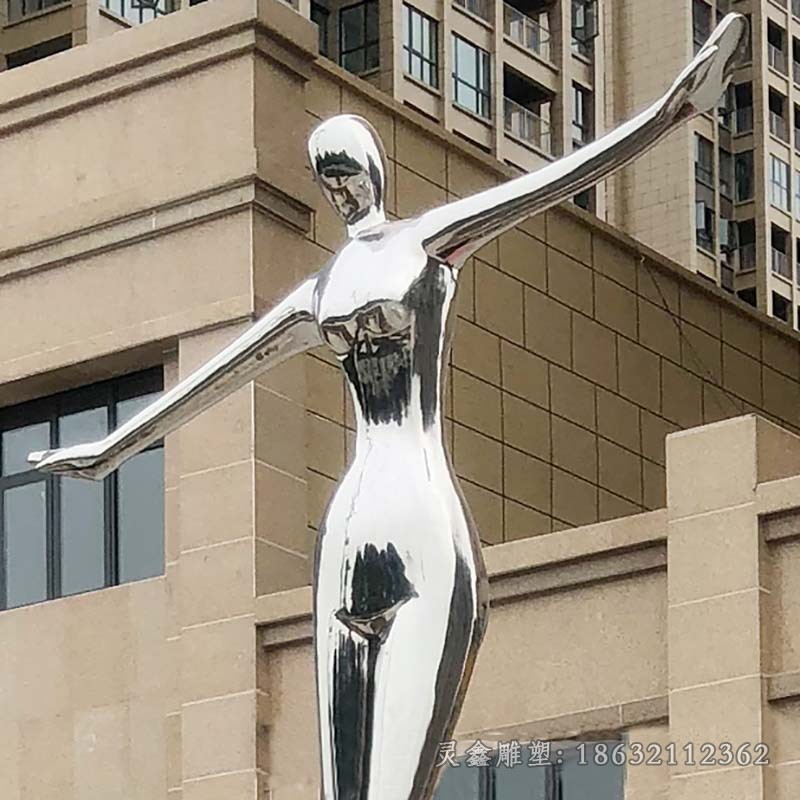 不锈钢镜面芭蕾女孩广场雕塑