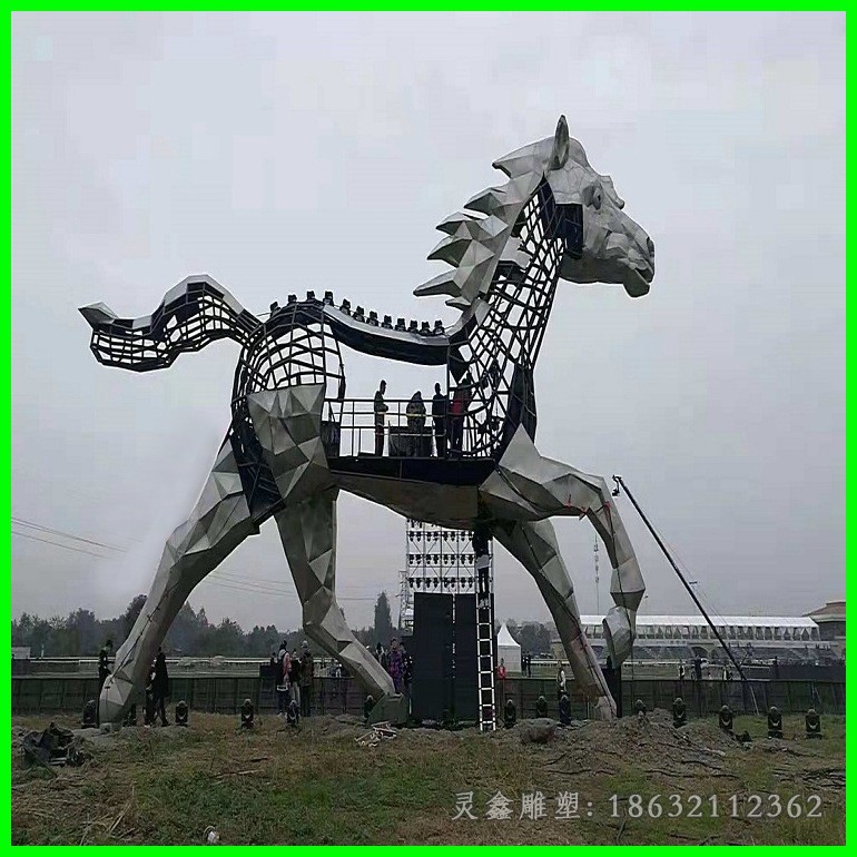 不锈钢镂空创意马广场雕塑