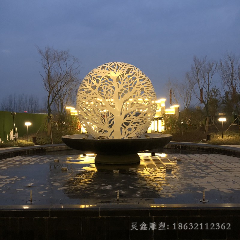 不锈钢镂空发光圆球雕塑
