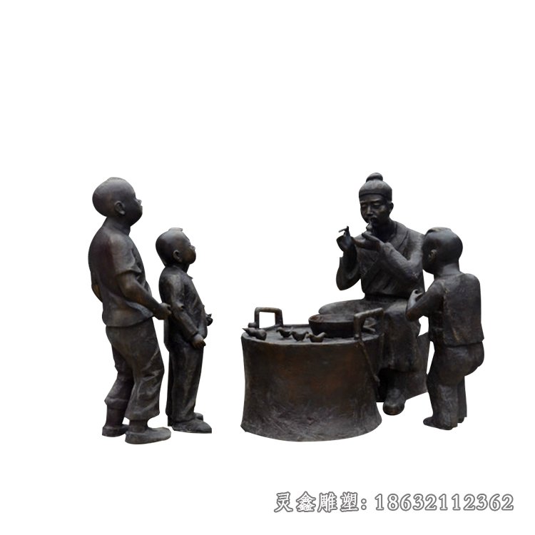 民俗吹糖人景观铜雕 (11)