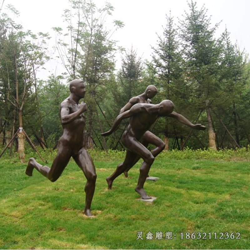跑步健身运动景观铜雕