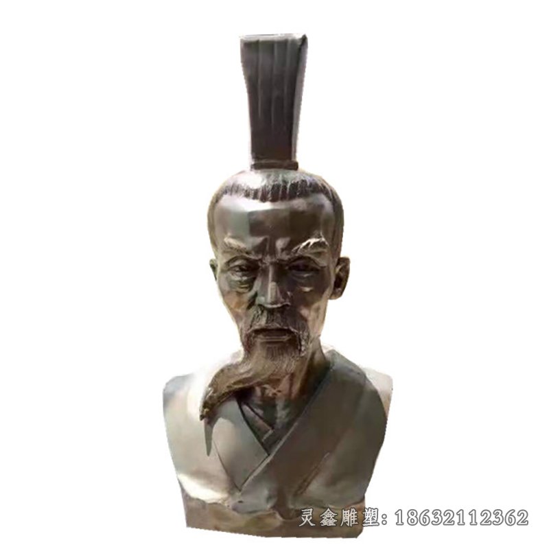 屈原胸像雕塑，玻璃钢仿铜名人雕塑
