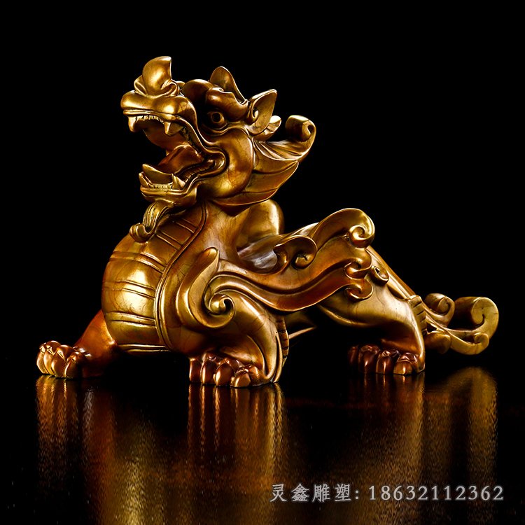 瑞兽貔貅铜雕 (2)