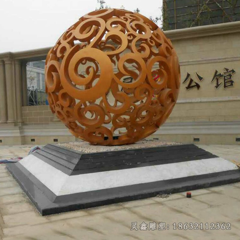 不锈钢镂空球小区景观铜雕