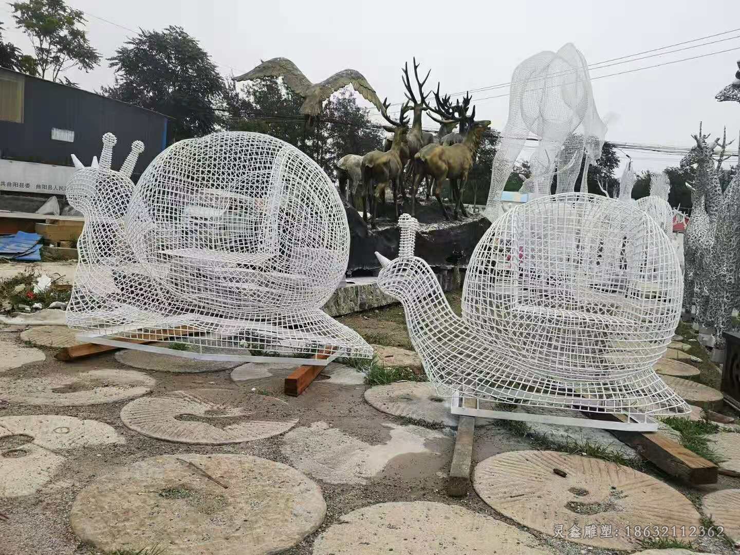 不锈钢镂空蜗牛公园景观雕塑