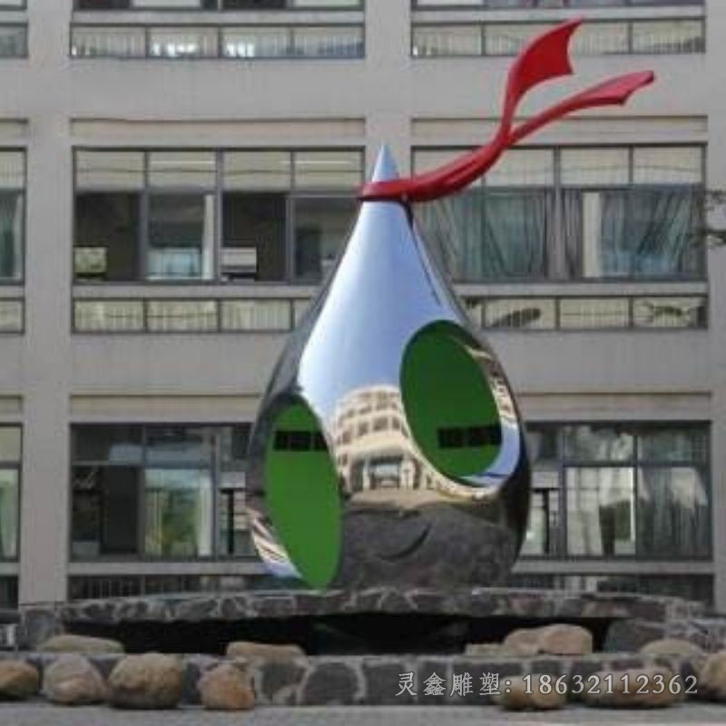 不锈钢镂空水滴庭院景观雕塑