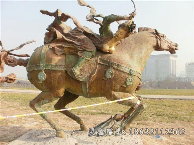 唐朝人物骑马铜雕，公园人物铜雕，景观铜雕 (5)