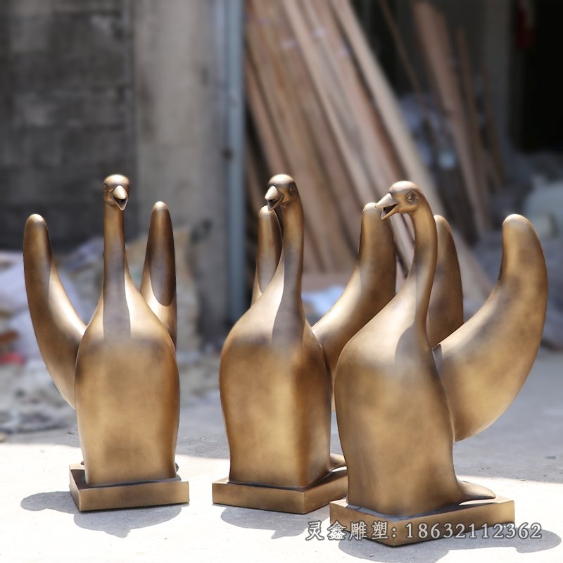 天鹅动物铜雕 (2)