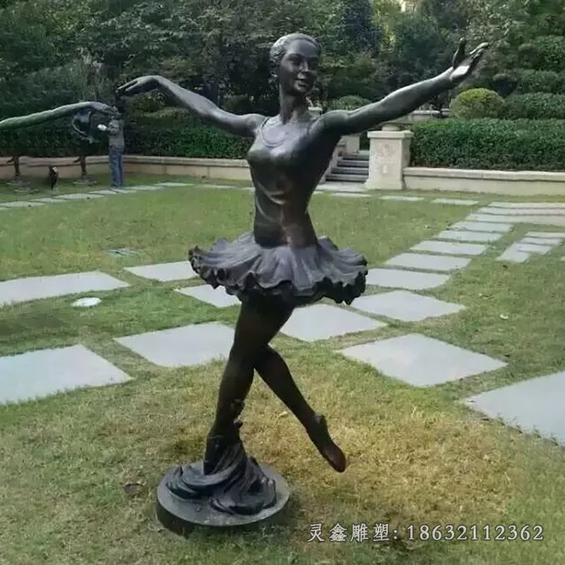 跳芭蕾舞人物铜雕，小区人物雕塑 (4)