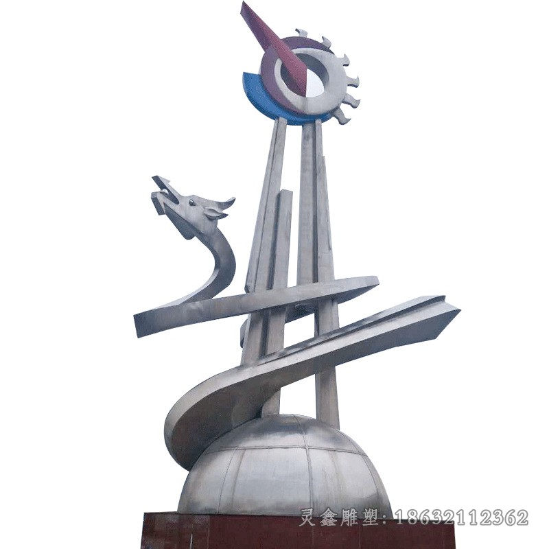 不锈钢镜面龙广场景观雕塑