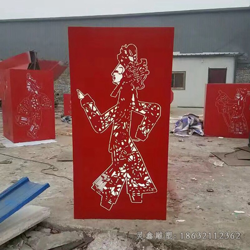 不锈钢皮影剪纸广场景观雕塑