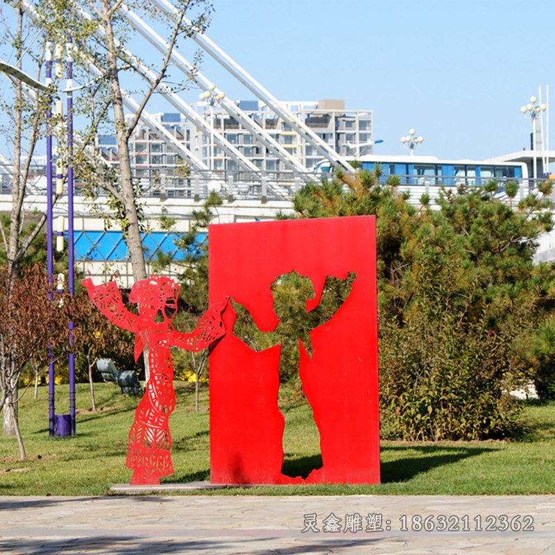 不锈钢皮影戏彩绘景观雕塑