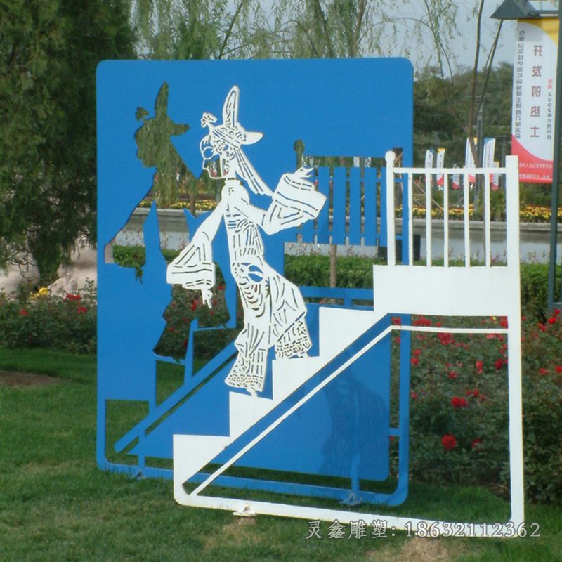 不锈钢皮影戏彩绘景观雕塑