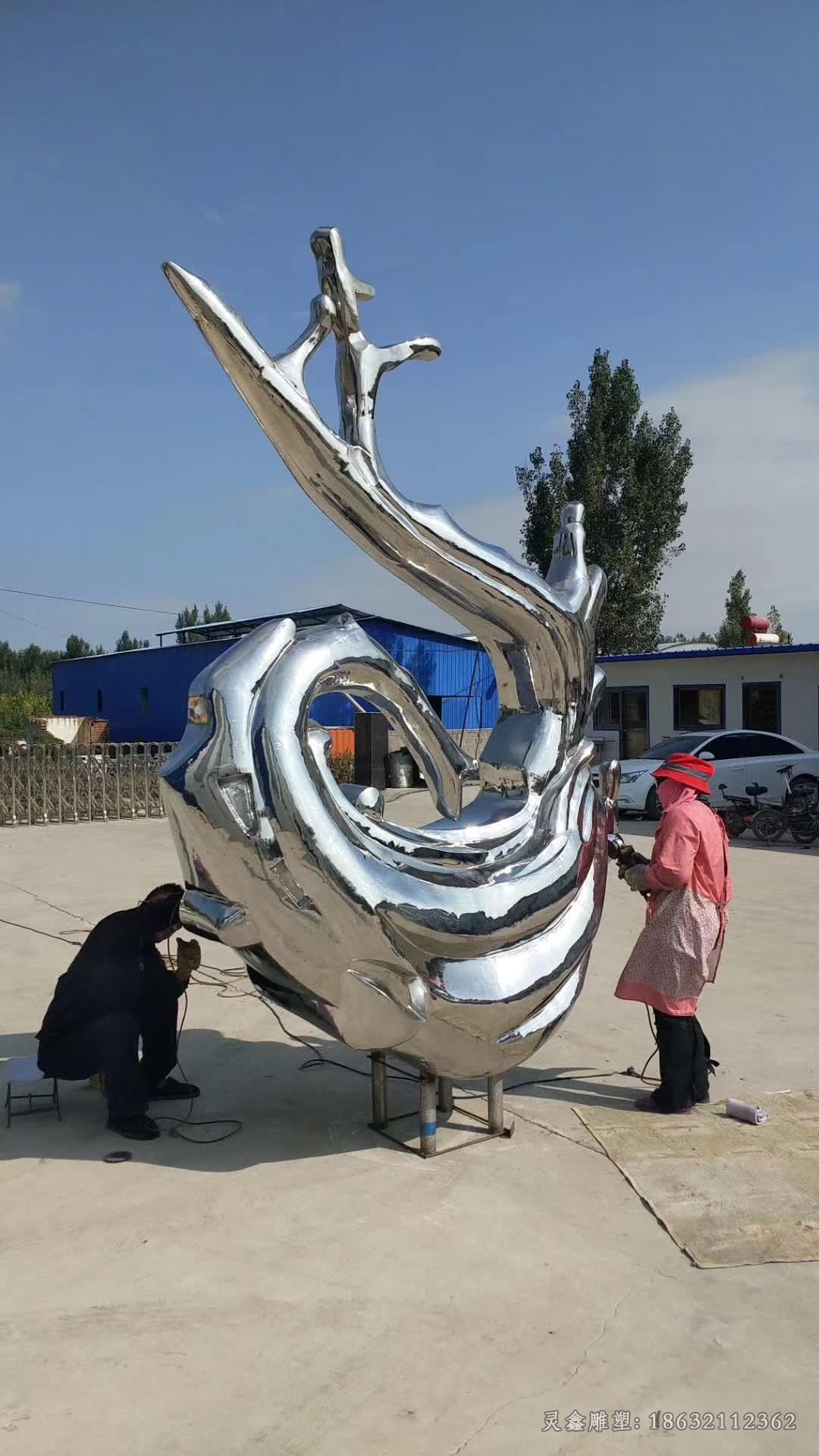 不锈钢抽象海浪城市景观雕塑