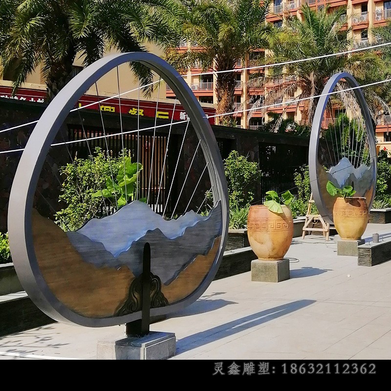 不锈钢抽象扇子庭院雕塑