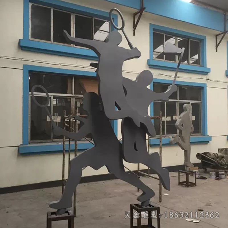 不锈钢雕塑羽毛球校园雕塑
