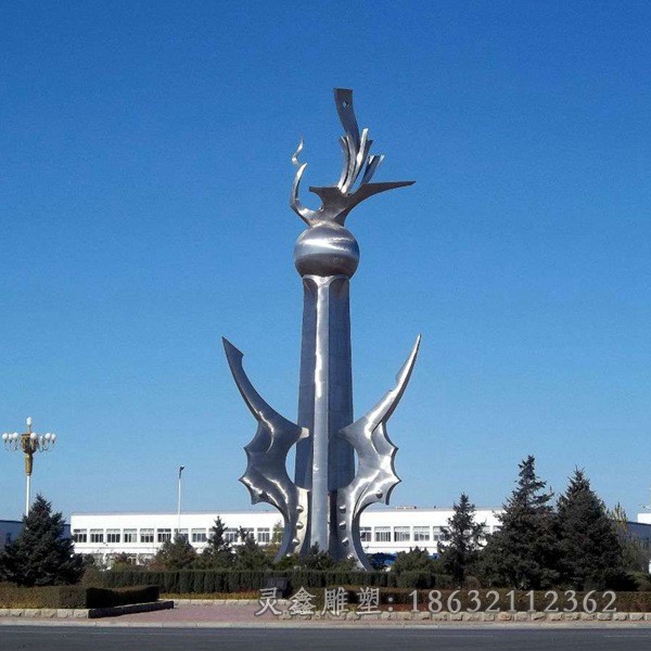 广场标志镜面不锈钢景观雕塑